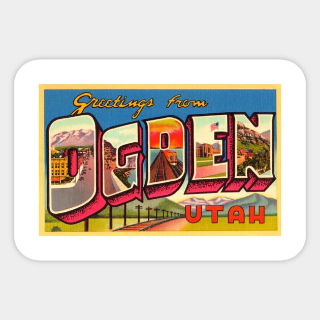 Greetings from Ogden Utah, Vintage Large Letter Postcard Sticker by Naves